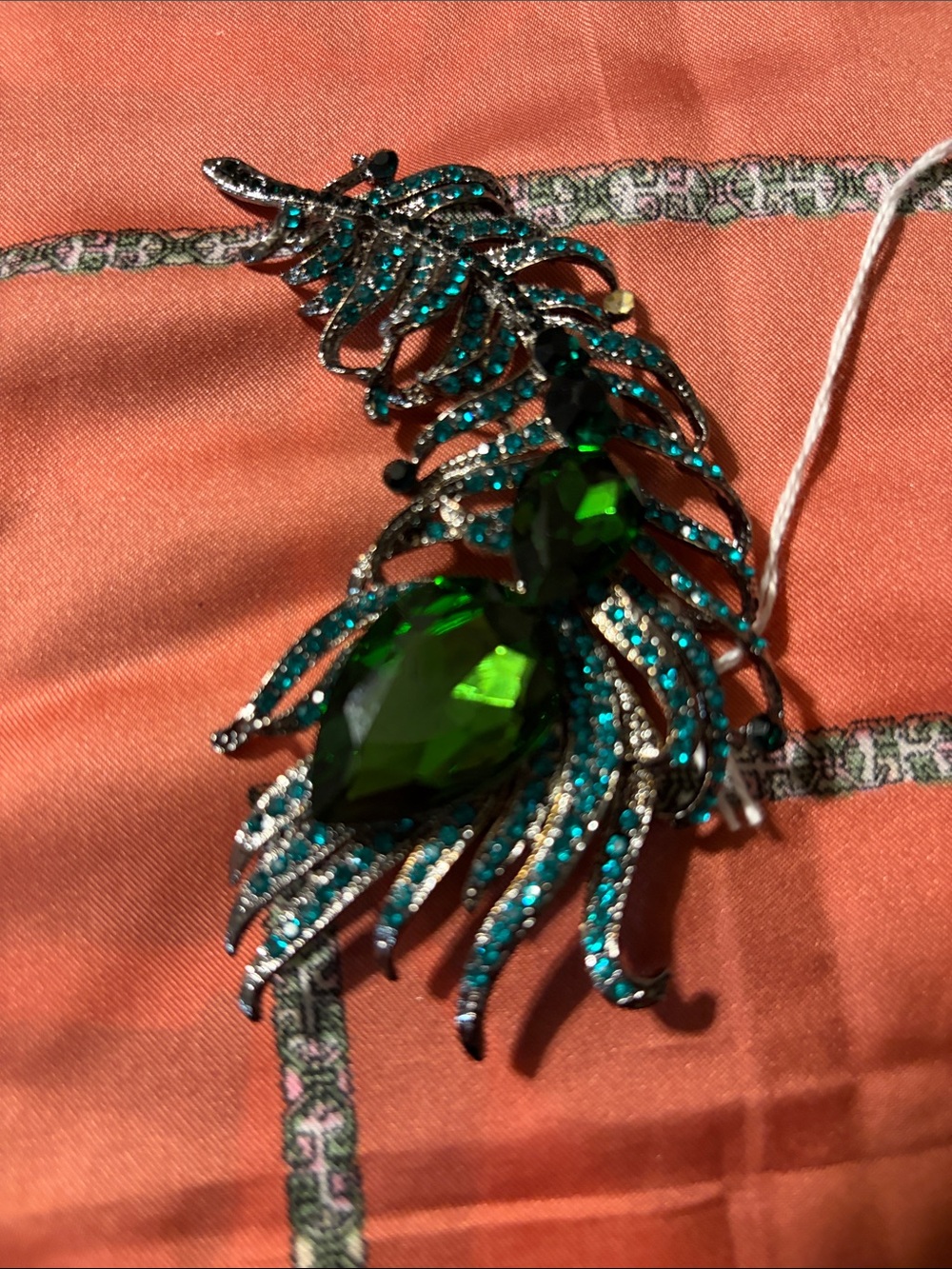 Emerald Teal Crystal Feather Brooch - Women Jewelry 81